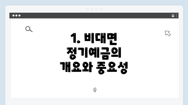 1. 비대면 정기예금의 개요와 중요성