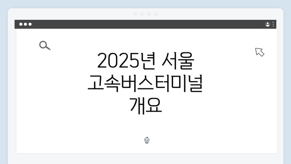 2025년 서울고속버스터미널 개요