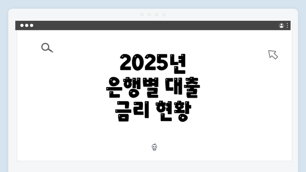 2025년 은행별 대출 금리 현황