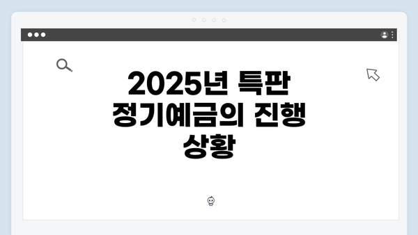 2025년 특판 정기예금의 진행 상황