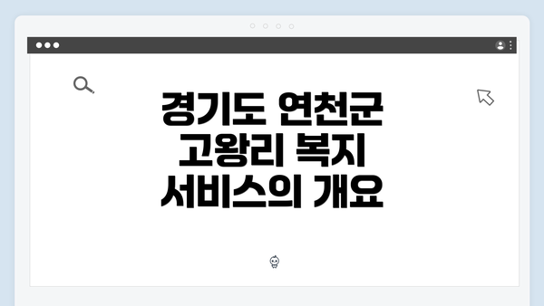 경기도 연천군 고왕리 복지 서비스의 개요