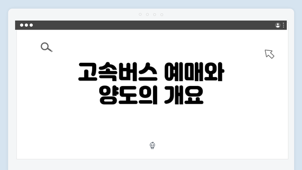 고속버스 예매와 양도의 개요