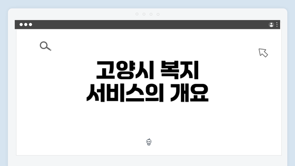 고양시 복지 서비스의 개요