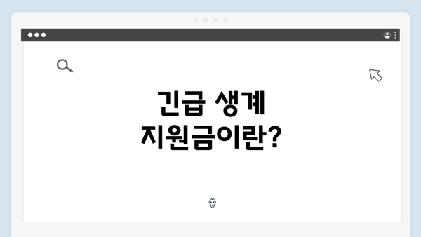 긴급 생계 지원금이란?