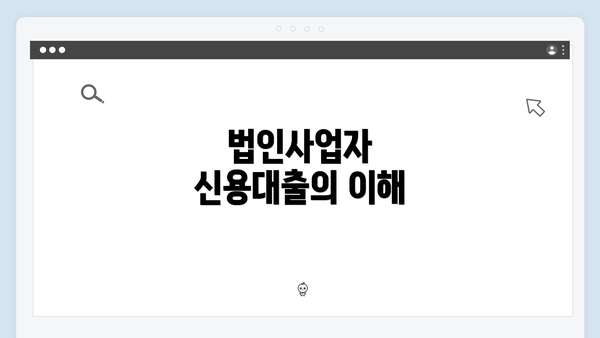 법인사업자 신용대출의 이해