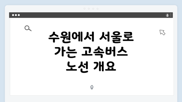 수원에서 서울로 가는 고속버스 노선 개요