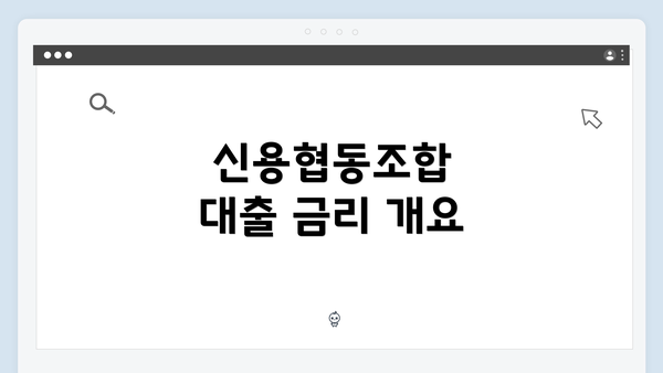신용협동조합 대출 금리 개요