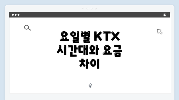 요일별 KTX 시간대와 요금 차이