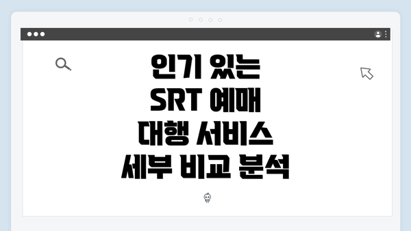 인기 있는 SRT 예매 대행 서비스 세부 비교 분석