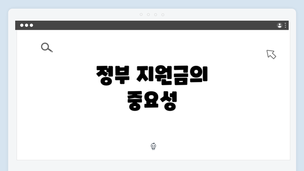 정부 지원금의 중요성