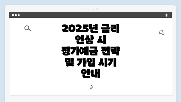 2025년 금리 인상 시 정기예금 전략 및 가입 시기 안내