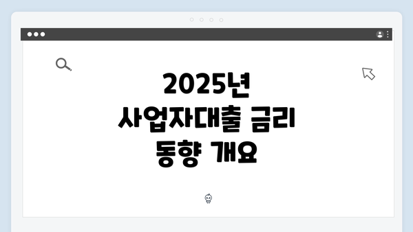 2025년 사업자대출 금리 동향 개요