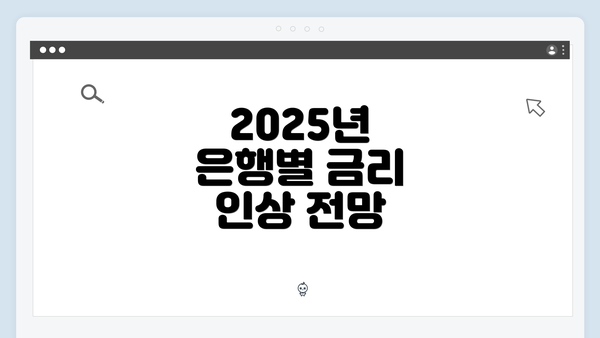2025년 은행별 금리 인상 전망
