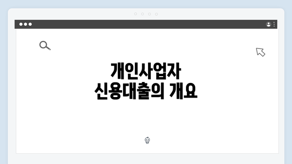 개인사업자 신용대출의 개요