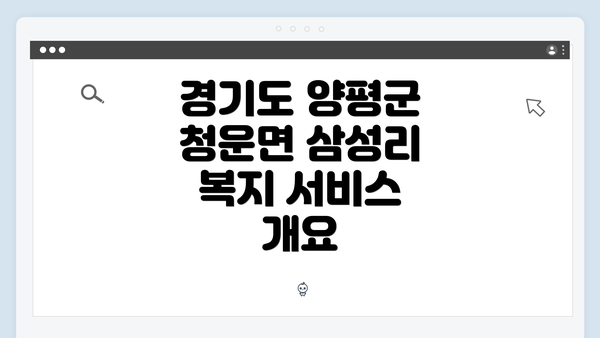 경기도 양평군 청운면 삼성리 복지 서비스 개요