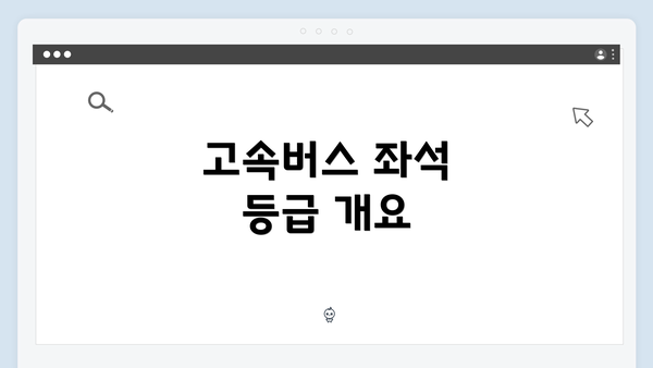 고속버스 좌석 등급 개요