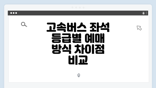 고속버스 좌석 등급별 예매 방식 차이점 비교