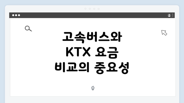 고속버스와 KTX 요금 비교의 중요성