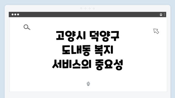 고양시 덕양구 도내동 복지 서비스의 중요성