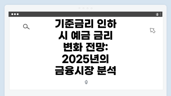 기준금리 인하 시 예금 금리 변화 전망: 2025년의 금융시장 분석