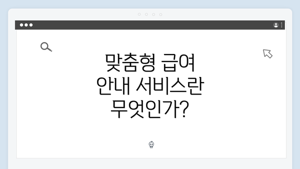 맞춤형 급여 안내 서비스란 무엇인가?