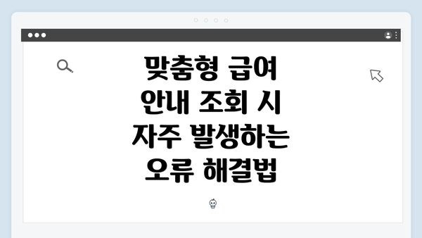 맞춤형 급여 안내 조회 시 자주 발생하는 오류 해결법