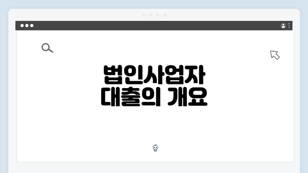 법인사업자 대출의 개요
