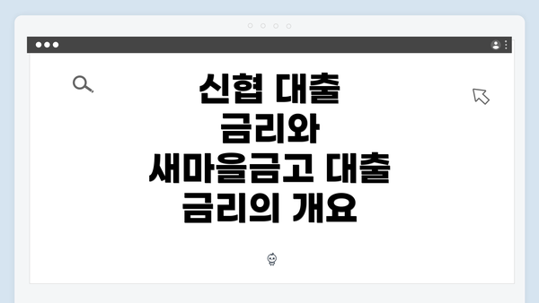 신협 대출 금리와 새마을금고 대출 금리의 개요