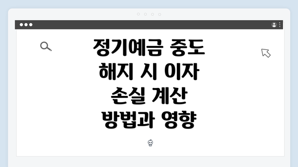 정기예금 중도 해지 시 이자 손실 계산 방법과 영향