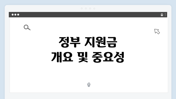 정부 지원금 개요 및 중요성