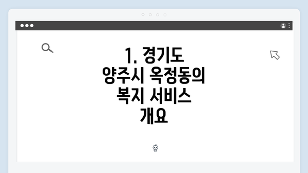 1. 경기도 양주시 옥정동의 복지 서비스 개요