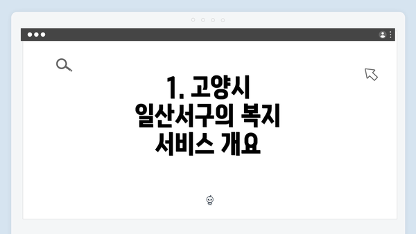 1. 고양시 일산서구의 복지 서비스 개요