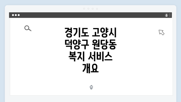경기도 고양시 덕양구 원당동의 복지 서비스 이용 안내