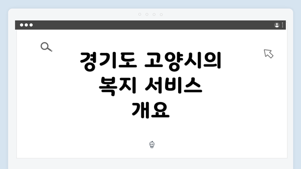 경기도 고양시의 복지 서비스 개요