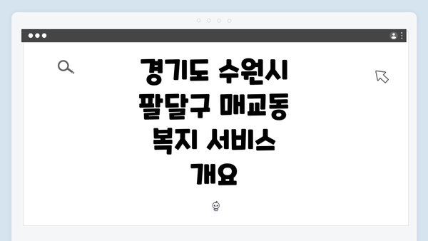 경기도 수원시 팔달구 매교동의 복지 서비스 활용 가이드
