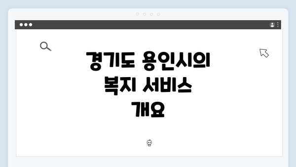 경기도 용인시의 복지 서비스 개요