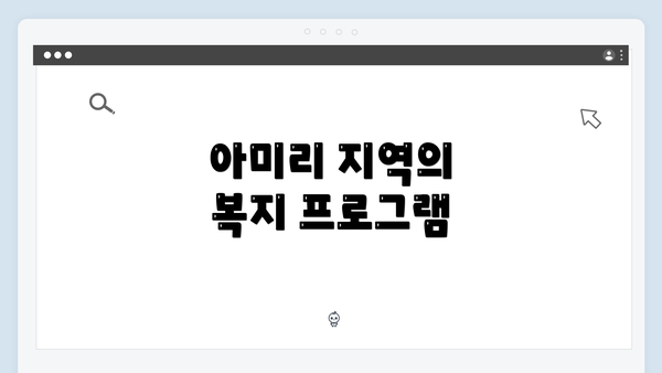 아미리 지역의 복지 프로그램