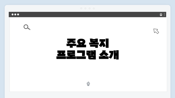 주요 복지 프로그램 소개