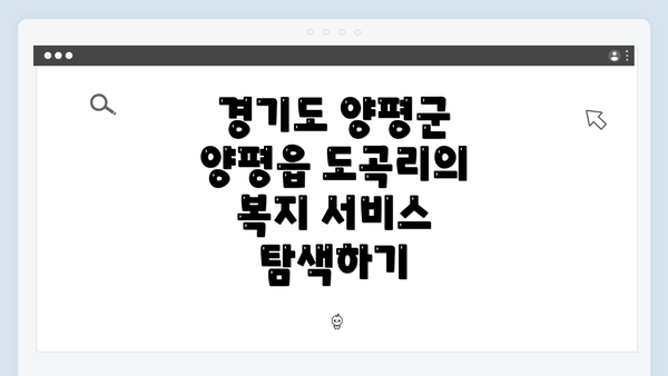 경기도 양평군 양평읍 도곡리의 복지 서비스 탐색하기
