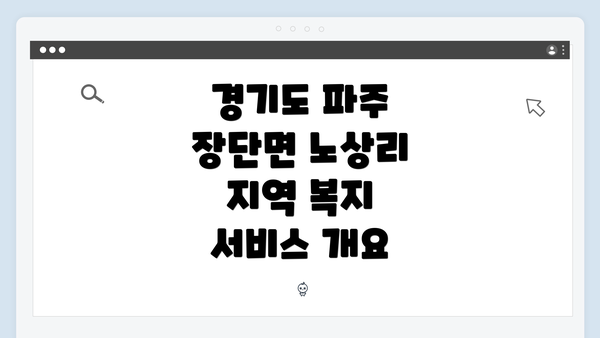 경기도 파주 장단면 노상리 지역 복지 서비스 개요
